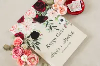 Burgundowa Księga Gości z Anemonami | Personalizowana A4