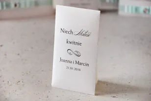 Danke an die Hochzeitsgäste - Vergissmeinnicht-Samen - Amaretto, Perlenleinen, klassisch elegante Accessoires