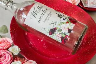 Hochzeit Selbstklebende Etiketten für Flaschen mit pastellfarbenen Dahlien und weißen Anemonen