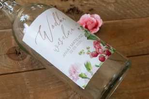 Hochzeitsetiketten selbstklebend für Flaschen mit Pfingstrosen- und Mailndruck