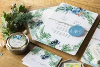 Eleganckie Zimowe Zaproszenia Ślubne z Bawełną | Indygo nr 8
