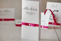 Eleganckie Menu Weselne z Kokardką | Glamour | Amaretto nr 8