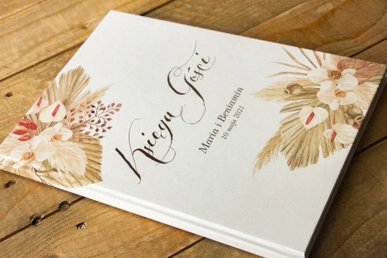 Personalizowana Księga Gości Ślubnych | Indygo Nr 6 | Pastelowe Kwiaty