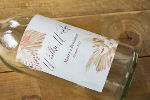 Ślubne Etykiety samoprzylepne na butelki z motywem trawy pampasowej