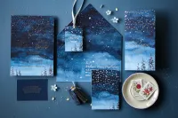 Zimowe Zaproszenia Ślubne Srebrzone Glamour | Pastelowe nr 6