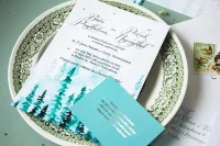 Eleganckie Leśne Zaproszenia Ślubne ze Srebrzeniem | Zamów