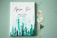 Leśna Księga Gości Weselnych Akwarela | Srebrzona | Pastelowe