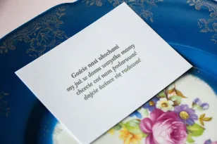 Bilecik do zaproszeń ślubnych ze srebrzeniem w stylu Glamour z kolekcji Pastelowe nr 8