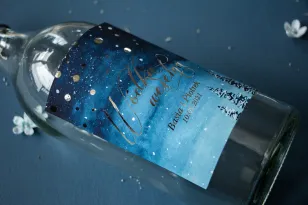 Selbstklebende Etiketten für Hochzeitsflaschen, Hochzeit im Glamour-Stil mit versilberten Punkten und schimmerndem Text