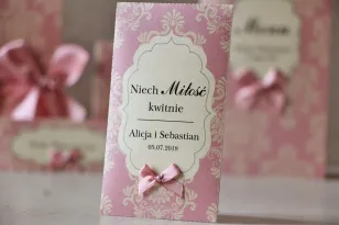 Podziękowania dla Gości weselnych - nasiona Niezapominajki - Ornament nr 1 - Perłowe z kokardką