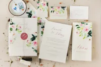 Zaproszenia ślubne Piwonie na perłowym papierze | Opal nr 8