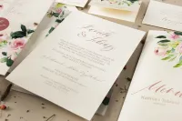 Zaproszenia ślubne Piwonie na perłowym papierze | Opal nr 8