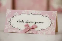 Winietki Ślubne Pudrowy Róż z Kokardką | Amelia-Wedding.pl