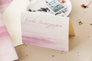 Hochzeitsvignetten, Visitenkarten mit Personalisierung für den Hochzeitstisch auf Perlenpapier mit Aquarellgrafiken in zartem
