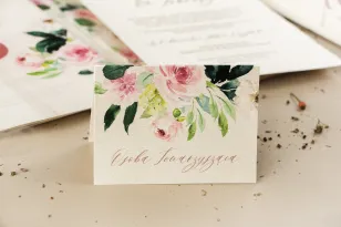 Hochzeitsvignetten auf Perlenpapier mit Pfingstrose in Cremefarben mit Zusatz von Pastellrosa und Weiß