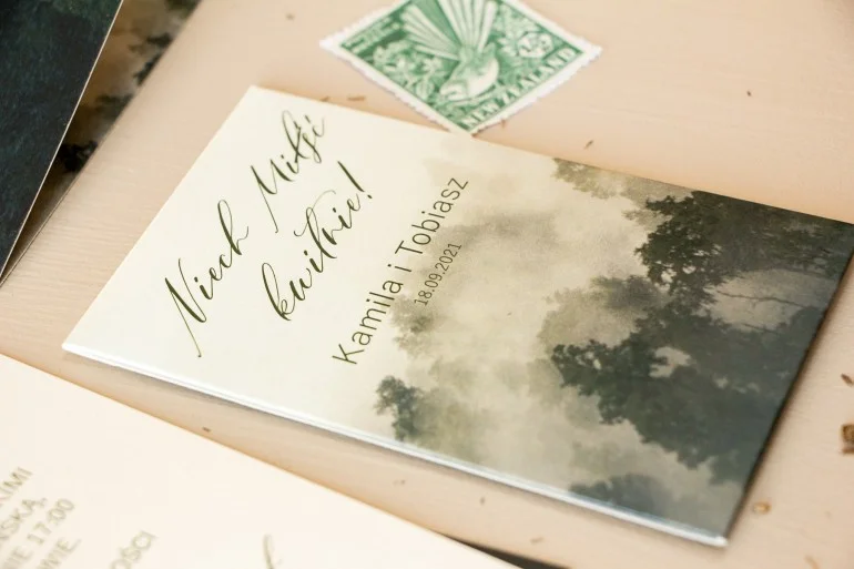 Torebeczki z Nasionami Niezapominajki z leśnym wzorem | Oryginalne prezenty dla gości weselnych