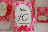 Eleganckie Numerki na Stół Weselny Amarantowe | Amelia-Wedding
