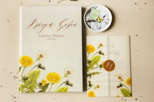 Rustykalna Księga Gości z Dmuchawcami, Personalizowana | Księga Gości Weselnych A4 | Opal Nr 6
