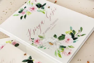 Księga Gości w Kwiaty Akwarelowe, Personalizowana | Księga Gości Weselnych A4 | Opal Nr 8