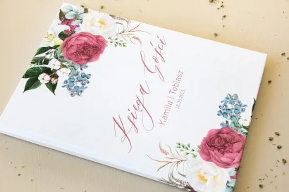 Personalizowana Księga Gości Ślubnych | Opal Nr 10 | Kwiatowy Motyw