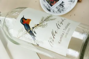Hochzeitsetiketten selbstklebend für Hochzeitsflaschen mit Vintage-Vogelgrafiken