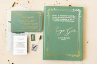 Zaproszenia Ślubne Butelkowa Zieleń i Złoto | Glamour | Sand nr 3