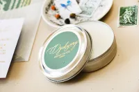 Świeczka Podziękowanie dla Gości Zieleń Złoto | Sand Nr 3