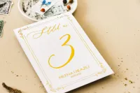 Numery na Stół Weselny Złocone Eleganckie | Sand nr 4