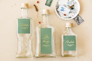 Buteleczki na Nalewki Zielone Złote | Podziękowania dla Gości Weselnych Personalizowane | Sand nr 3