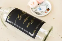 Czarne Etykiety na Wódkę Weselną Złocone | Styl Glamour