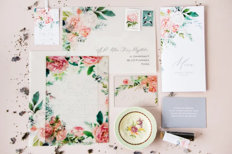 Zestaw próbny zaproszeń ślubnych na szkle Soft nr 1 - Amelia-Wedding.pl