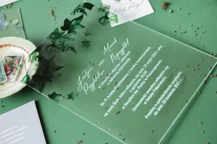 Probehochzeitseinladung auf Glas aus der Soft-Kollektion Nr. 2
