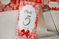 Numerki na Stół Weselny Glamour Czerwone | Ornament nr 8