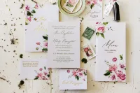 Eleganckie Zaproszenia Ślubne w Etui z Piwoniami | Serenity