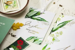 Botaniczne Zawieszki Ślubne w stylu vintage z roślinną grafiką i złoceniem