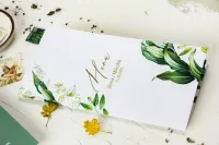 Złocone Menu Weselne Botaniczne Vintage | Serenity nr 1