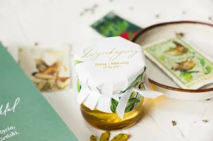 Słoiczek z miodem - słodkie podziękowanie dla gości weselnych. Botaniczny kapturek w stylu vintage