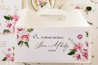 Pudełka na Ciasto Weselne z Piwoniami i Złoceniem | Serenity