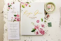 Personalizowana Księga Gości Złocona Kwiaty | Serenity Nr 3