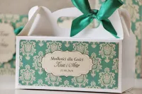 Szmaragdowe Pudełko na Ciasto z Kokardką | Amelia-Wedding.pl