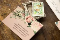 Bileciki do Zaproszeń Ślubnych Boho Różowe | Topaz nr 4