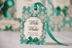 Flaschenanhänger, Hochzeit Wodka, Hochzeit - Ornament Nr. 9 - Smaragdgrüne elegante Accessoires, mit Schleife