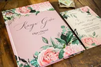 Różowa Księga Gości w Kwiaty Personalizowana | Topaz Nr 4