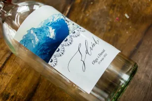 Hochzeitsetiketten Selbstklebend für Hochzeitsflaschen mit Bergmotiv
