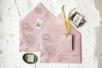 Zaproszenia ślubne Piwonie ze złotą kopertą | Pattern nr 4