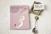 Złocone Numery na Stół Weselny Piwonie | Pattern nr 4