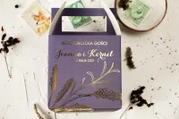 Fioletowe Pudełka na Ciasto z Lawendą i Złoceniem | Sklep