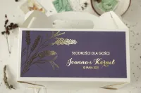 Pudełka na ciasto weselne z lawendą i złoceniem | Pattern 3
