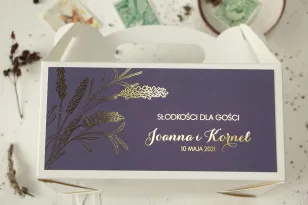 Schachtel für Hochzeitstorte (rechteckig) mit Vergoldung mit Lavendelmotiv