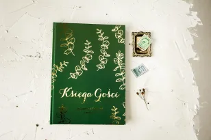 Zielona Księga Gości Złocone Liście, Personalizowana | Elegancka Ślubna Księga Gości | Pattern Nr 2